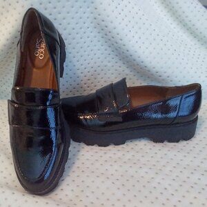 LNEW FRANCO SARTO 11M BRINDY PLATFORM PENNY LOAFERS PATENT LEATHER CHUNKY Y2K